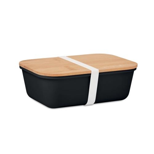 Lunchbox met bamboe deksel Thursday zwart