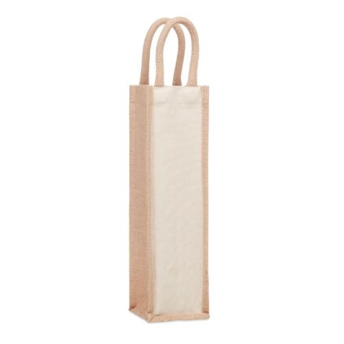 Jute wijntas voor 1 fles Campo di vino beige