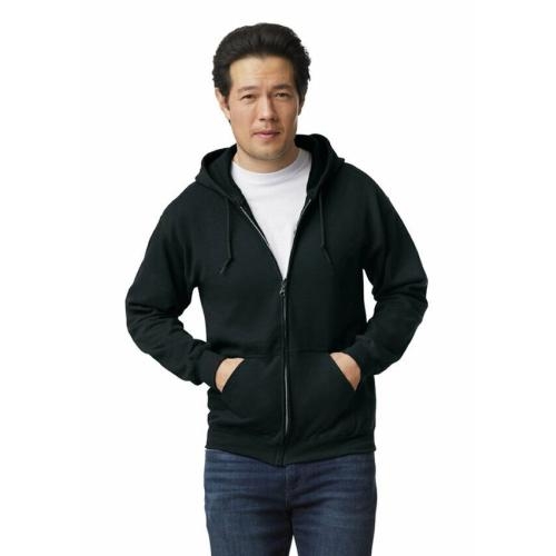 Unisex hooded zip sweater zwart,l