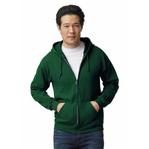 Unisex hooded zip sweater forest green,l