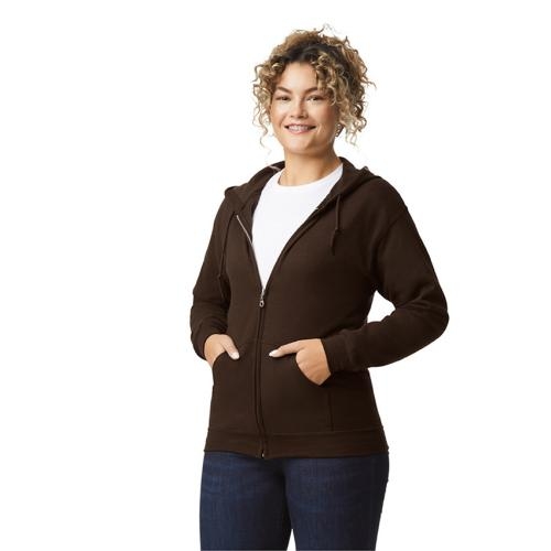 Unisex hooded zip sweater dark chocolate,l