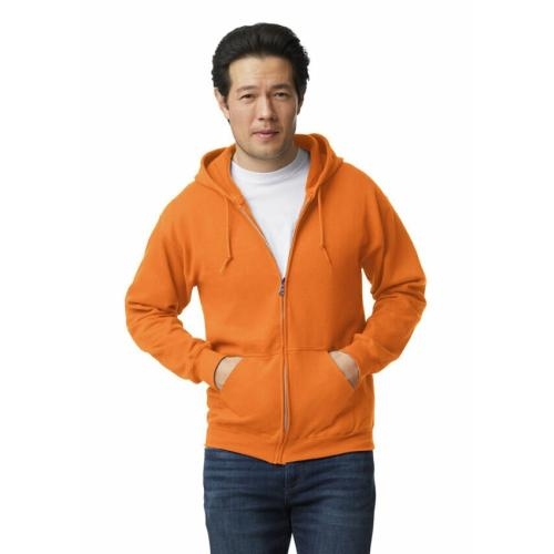 Unisex hooded zip sweater safety orange,l