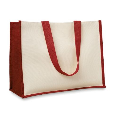 Shopper van jute en canvas rood