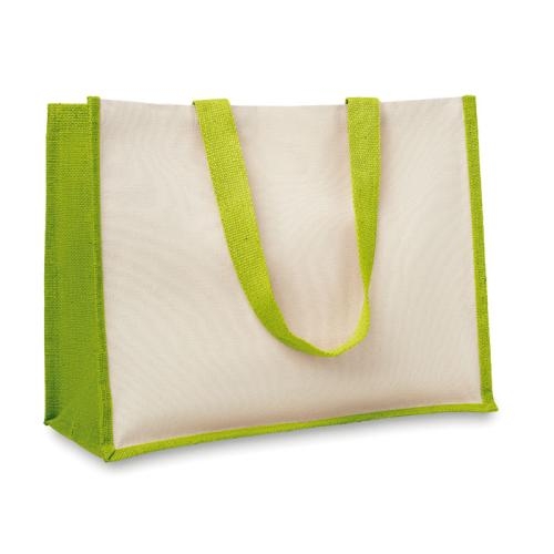 Shopper van jute en canvas lemon