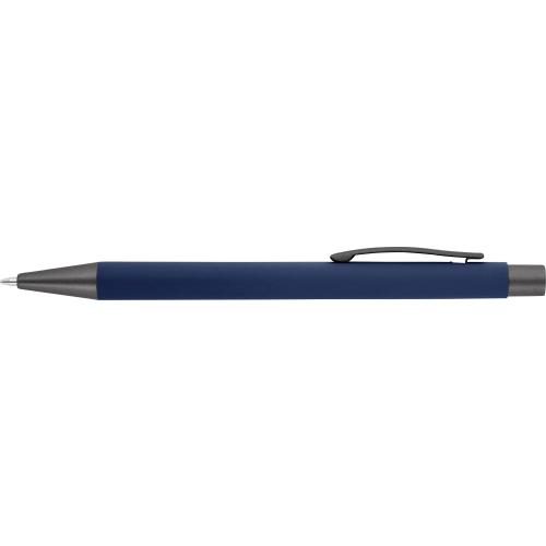 Balpen met rubberen toplaag blauw