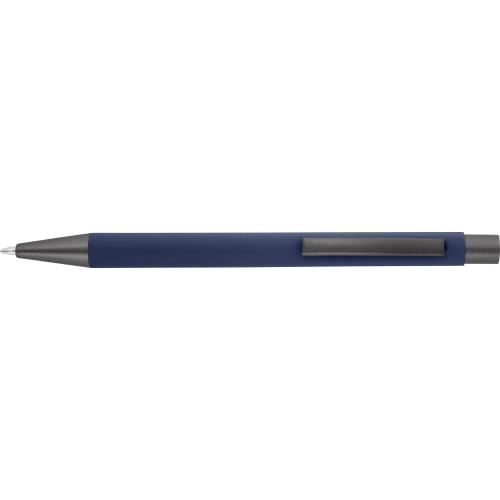 Balpen met rubberen toplaag blauw