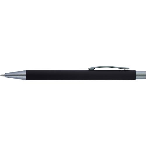 Balpen met rubberen toplaag blauw
