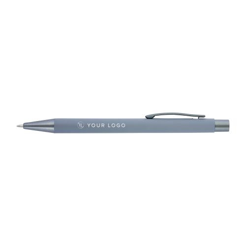 Balpen met rubberen toplaag blauw