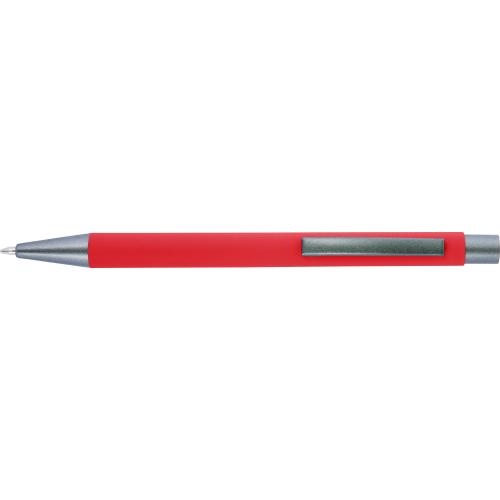 Balpen met rubberen toplaag rood
