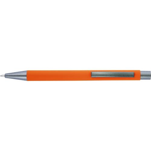 Balpen met rubberen toplaag oranje