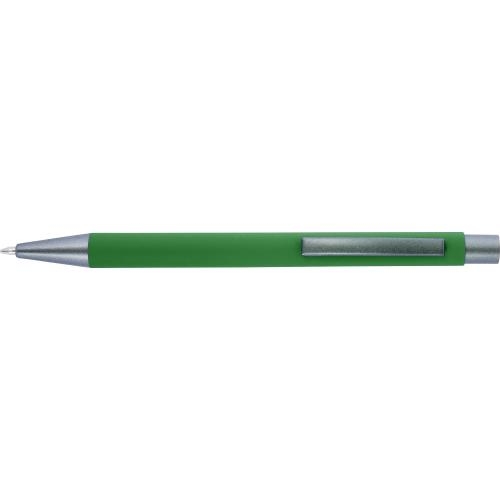 Balpen met rubberen toplaag groen