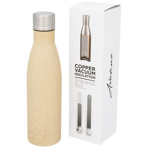 Houtlook vacuüm geïsoleerde drinkfles Vasa 500 ml bruin