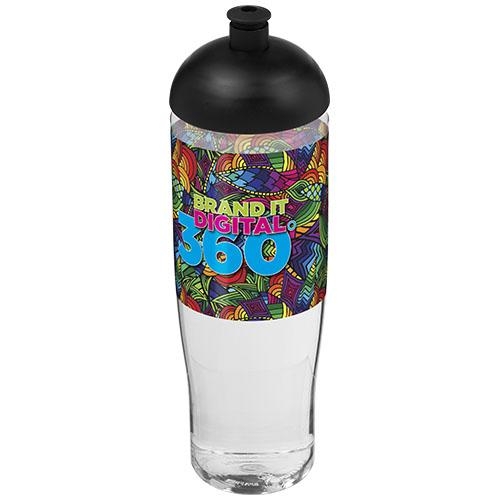 H2O Tempo bidon met koepeldeksel 700 ml transparant/zwart