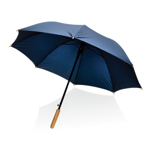 23 inch Impact AWARE RPET auto bamboe paraplu donkerblauw