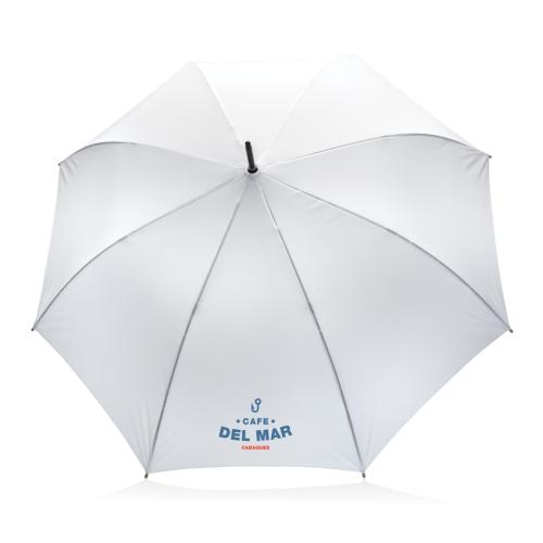 27 inch Impact AWARE RPET auto bamboe paraplu wit