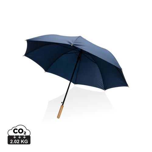 27 inch Impact AWARE RPET auto bamboe paraplu donkerblauw