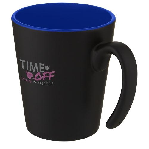 Keramische mok met handvat Oli 360 ml blauw/zwart