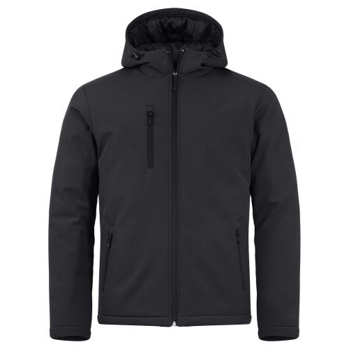 Padded hoody softshell zwart,l
