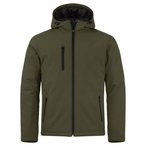 Padded hoody softshell mistgroen,l