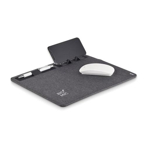 RPET muismat 15W oplader Superpad donkergrijs