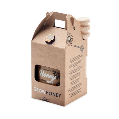 Wilde bloemenhoning pot set Dauber wood