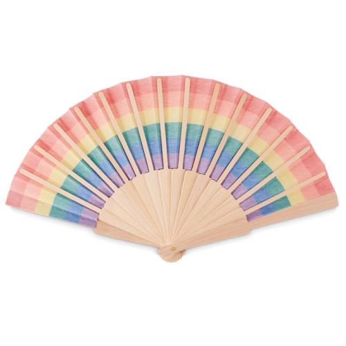 Houten regenboog waaier Bowfan | polyester doek multicolour