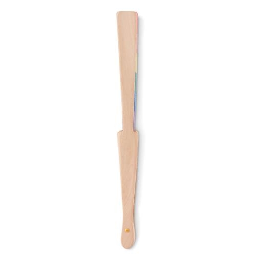 Houten regenboog waaier Bowfan | polyester doek multicolour
