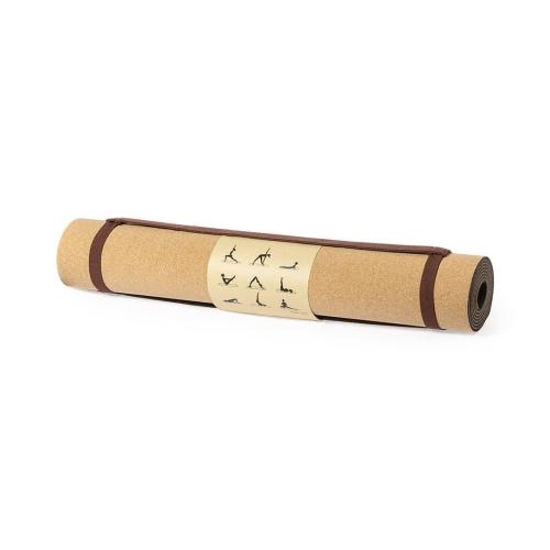 Yogamat van kurk bruin