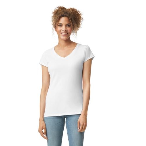 Gildan v-neck dames shirt wit,l