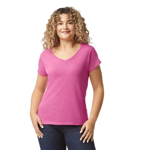 Gildan v-neck dames shirt azalea,l