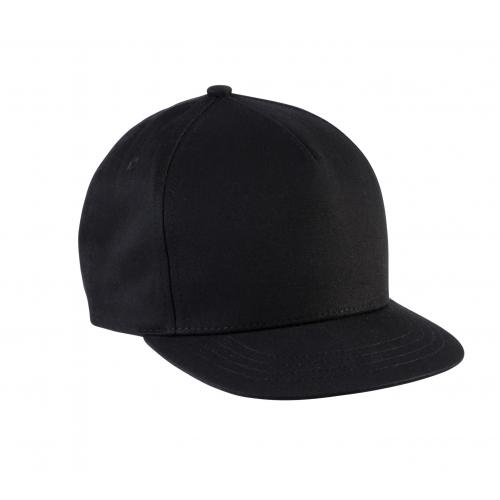 Stoere snapback kinderpet 5 panelen zwart