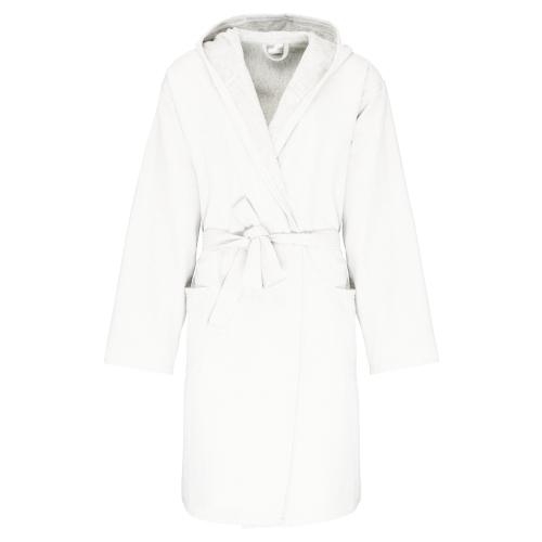 Biologische badjas met capuchon wit,s/m