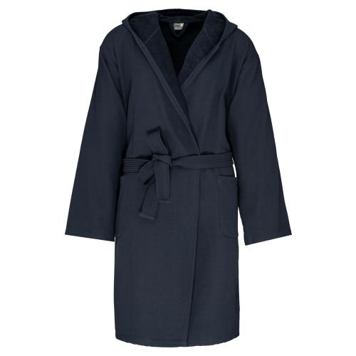 Biologische badjas met capuchon navy,s/m