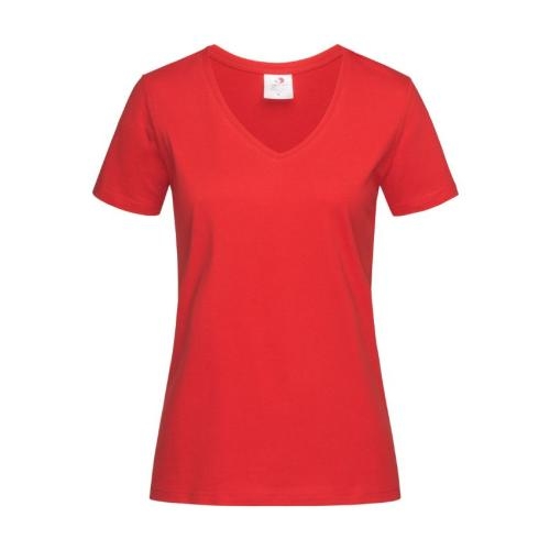 Stedman Classic V-hals dames T-shirt scarlet red,l
