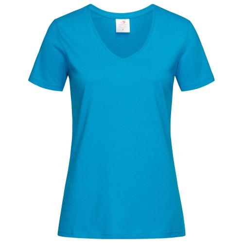 Stedman Classic V-hals dames T-shirt ocean blue,l