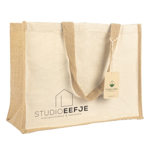 Jute shopper organisch katoen ecru