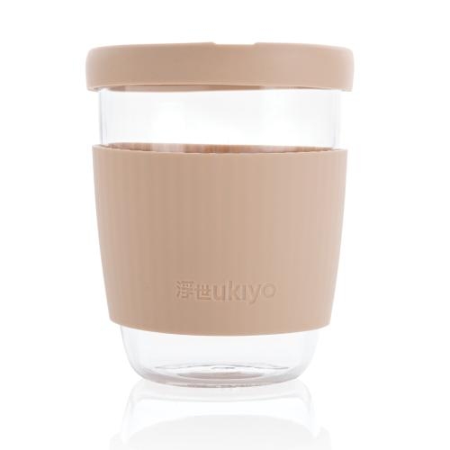 Ukiyo glazen drinkbeker met sleeve bruin