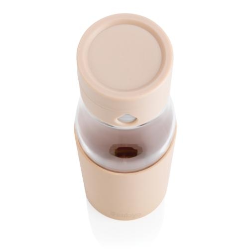 Ukiyo glazen hydratatie-trackingfles met sleeve bruin