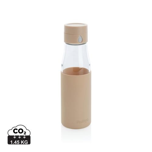 Ukiyo glazen hydratatie-trackingfles met sleeve bruin
