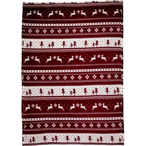 Polyester Kerst deken Michelle bordeaux