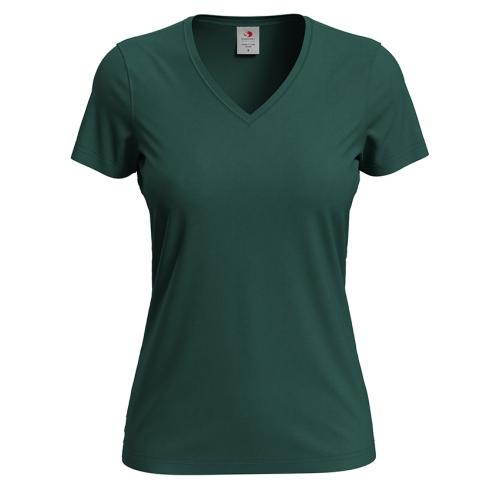 Stedman Classic V-hals dames T-shirt bottle green,l