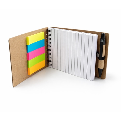 Bamboe notitieboekje met sticky notes bruin