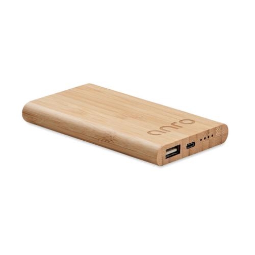 Bamboe powerbank type C 4000 wood