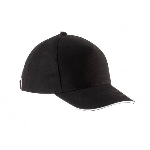 Kinderpet met contrasterende bies zwart/wit