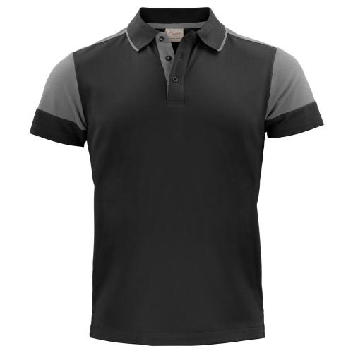 Prime polo heren zwart/staalgrijs,l