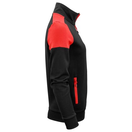 Prime sweater full zip dames zwart/rood,l