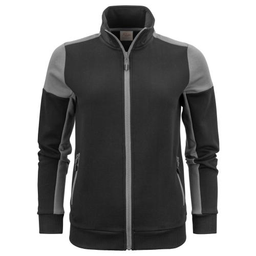 Prime sweater full zip dames zwart/staalgrijs,l