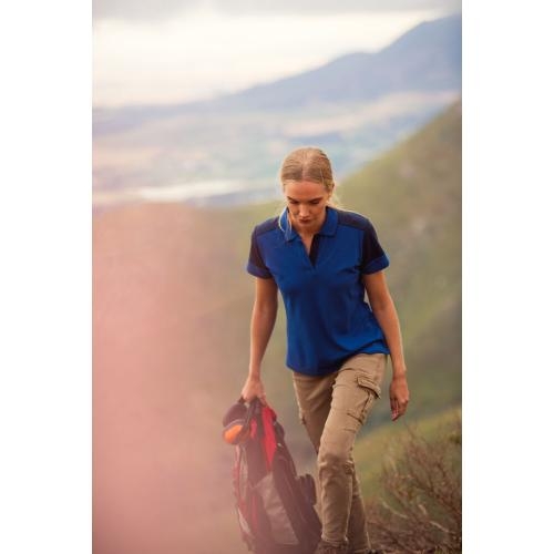 Prime polo dames zwart/rood,l
