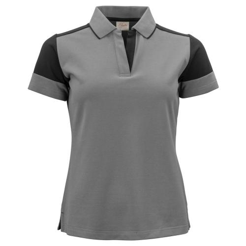 Prime polo dames staalgrijs/zwart,l