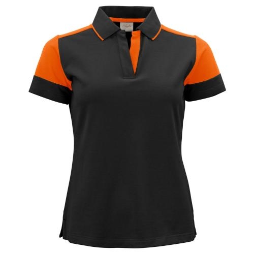 Prime polo dames zwart/oranje,l